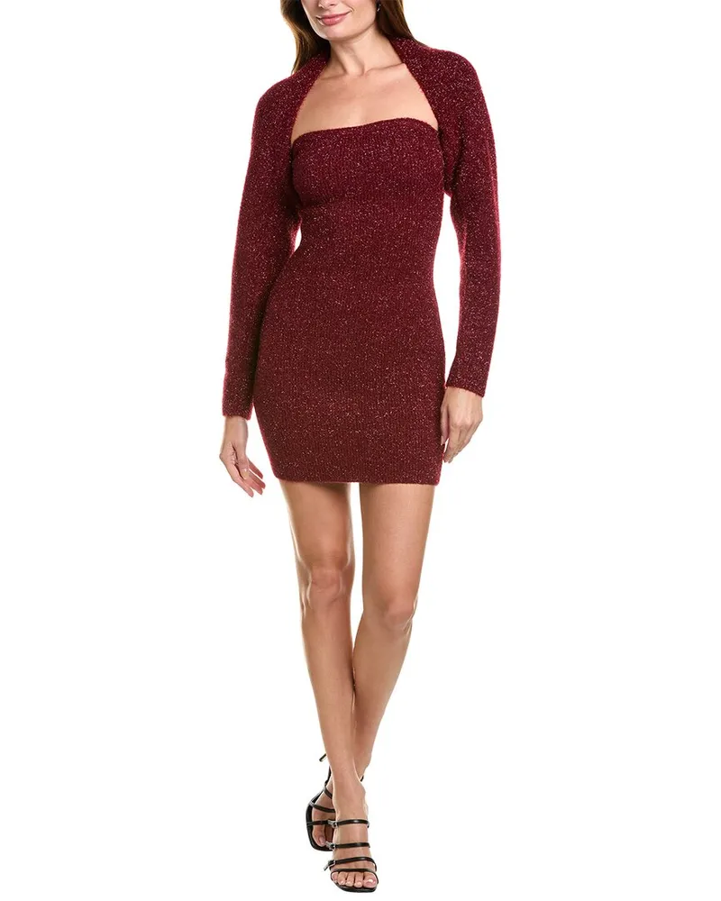 ASTR the Label Tamara Wool-Blend Sweaterdress & Shrug Red