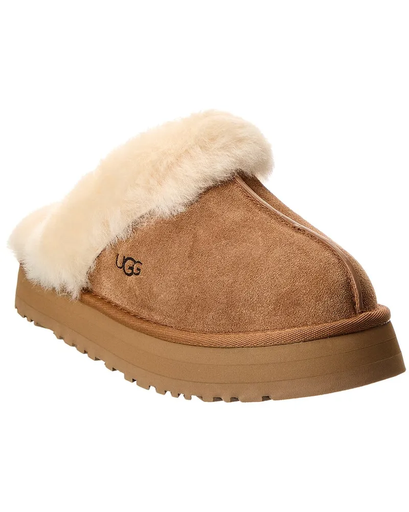 UGG Disquette Suede & Shearling Slipper Brown
