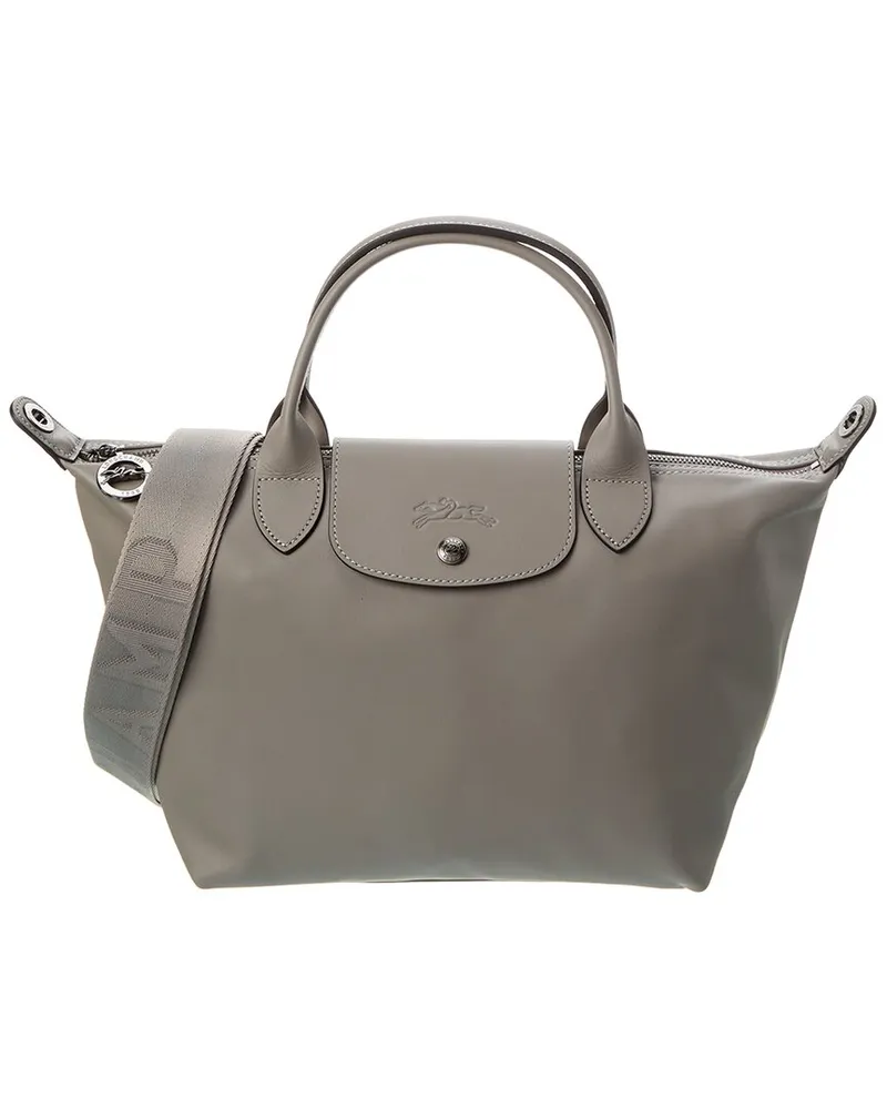Longchamp Le Pliage XS Leather Short Handle Handbag Grey