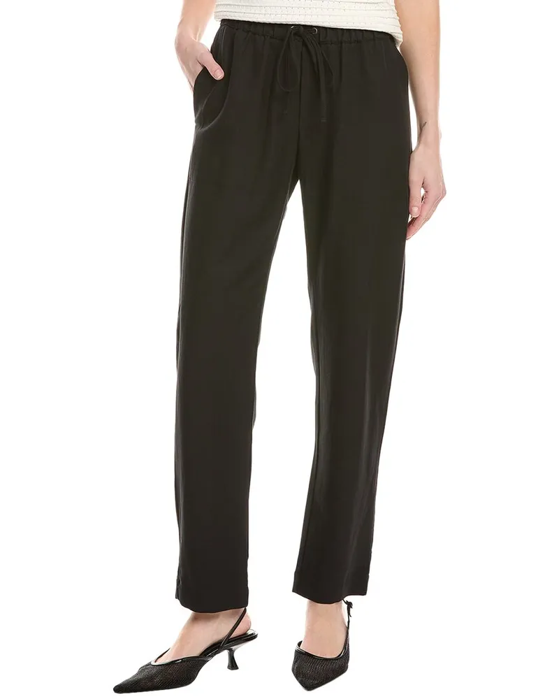 Enza Costa Twill Easy Linen-Blend Pant Black