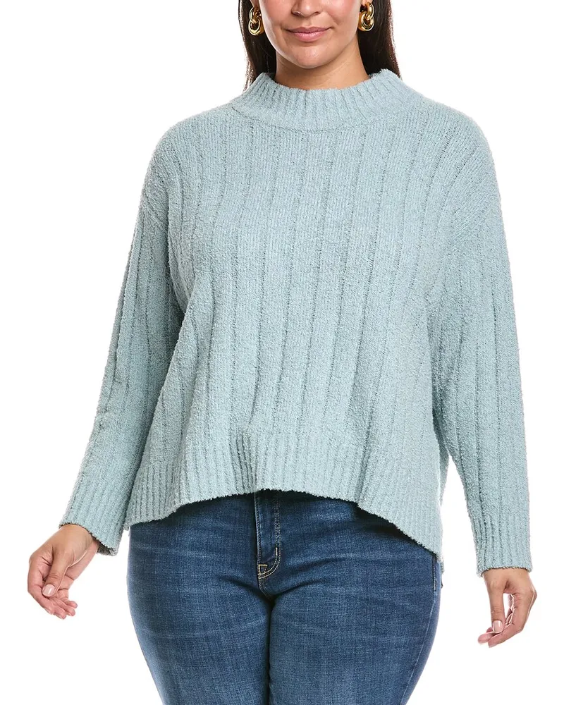 Eileen Fisher Plus Turtleneck Cashmere-Blend Sweater Blue
