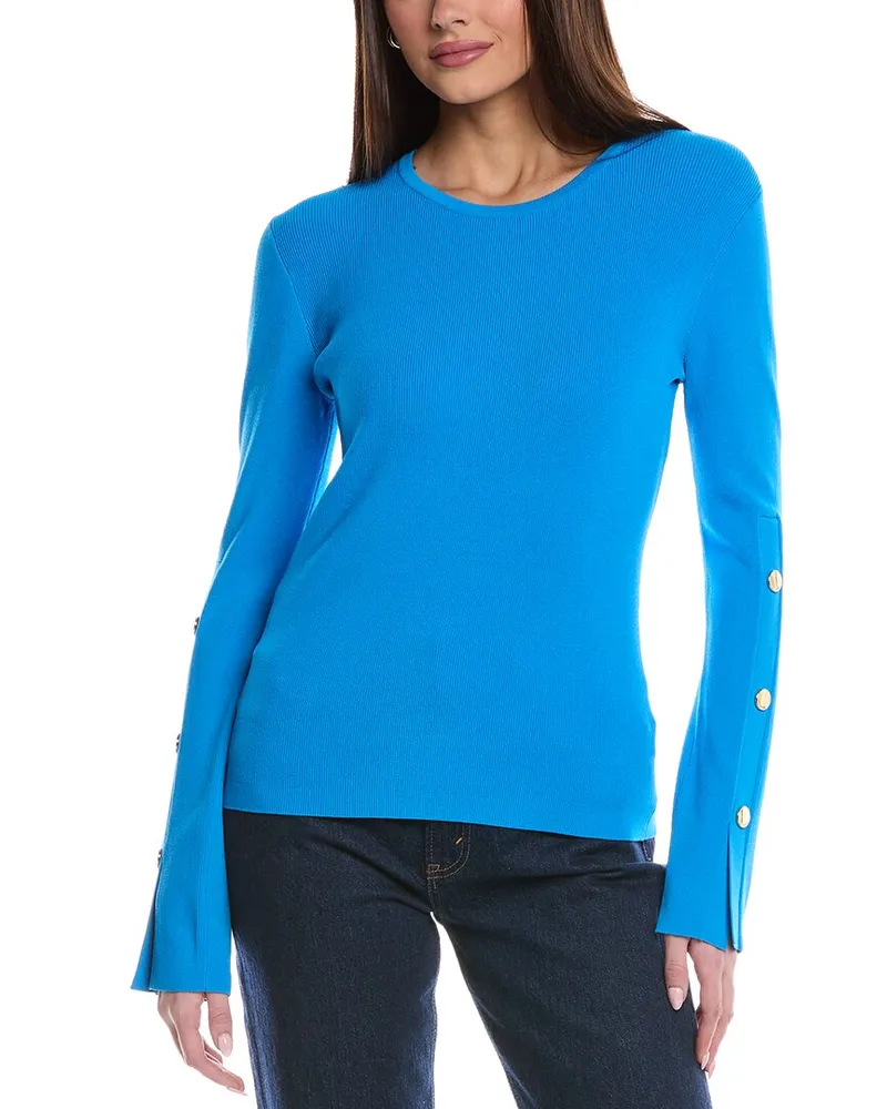 ST. JOHN Fine Gauge Knit Sweater Blue