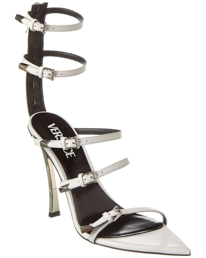 Versace Pin-Point Leather Sandal White