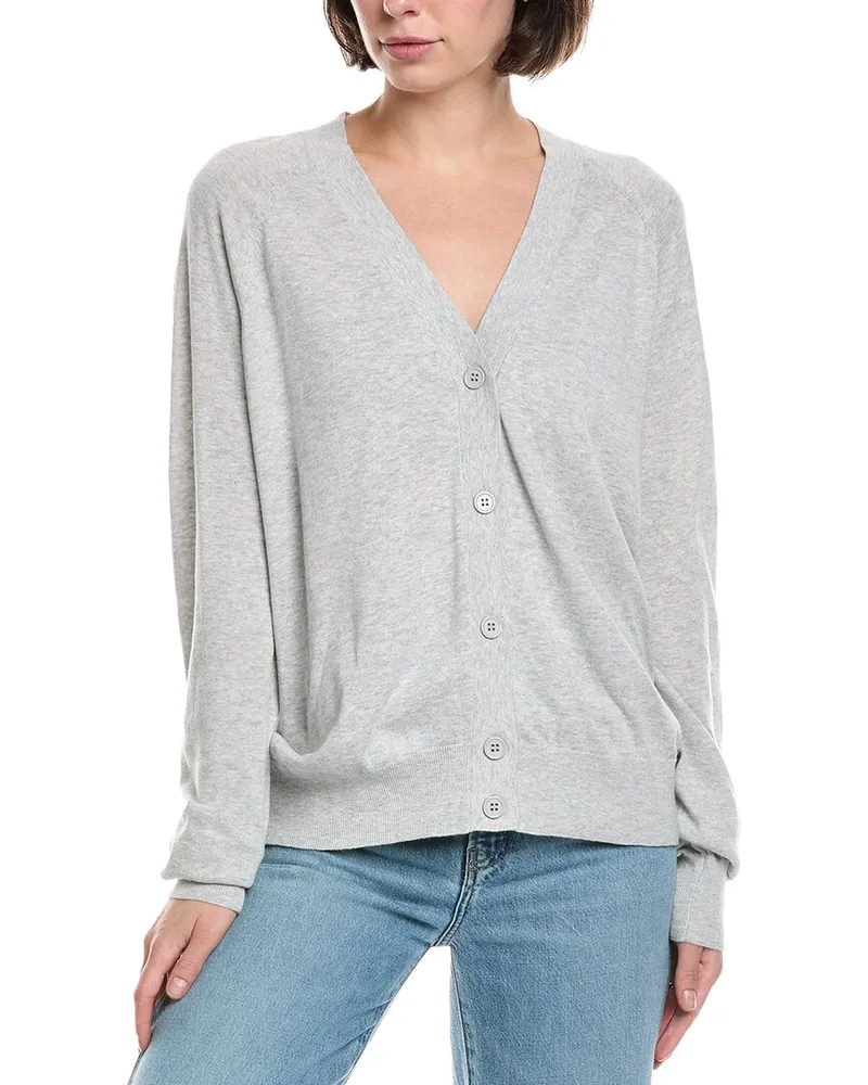 7 for all mankind Classic V-Neck Linen-Blend Cardigan Grey
