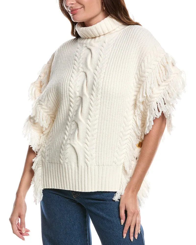ST. JOHN Mouline Wool Knit Sweater White