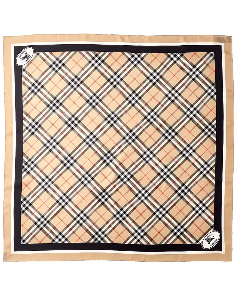 Burberry Check Silk Scarf Brown