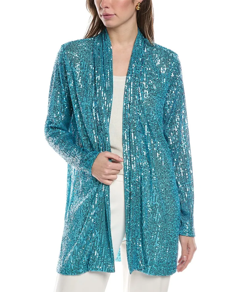Anne Klein Sequin Cardigan Blue