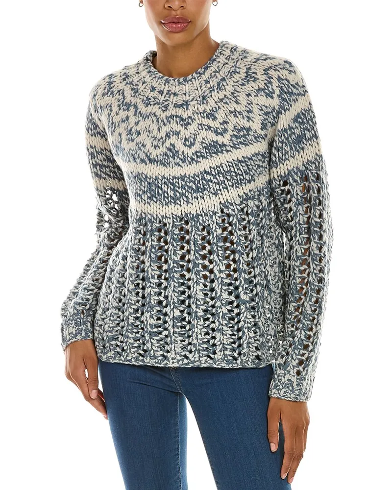 Theory Chevron Wool & Cashmere-Blend Sweater Nocolor