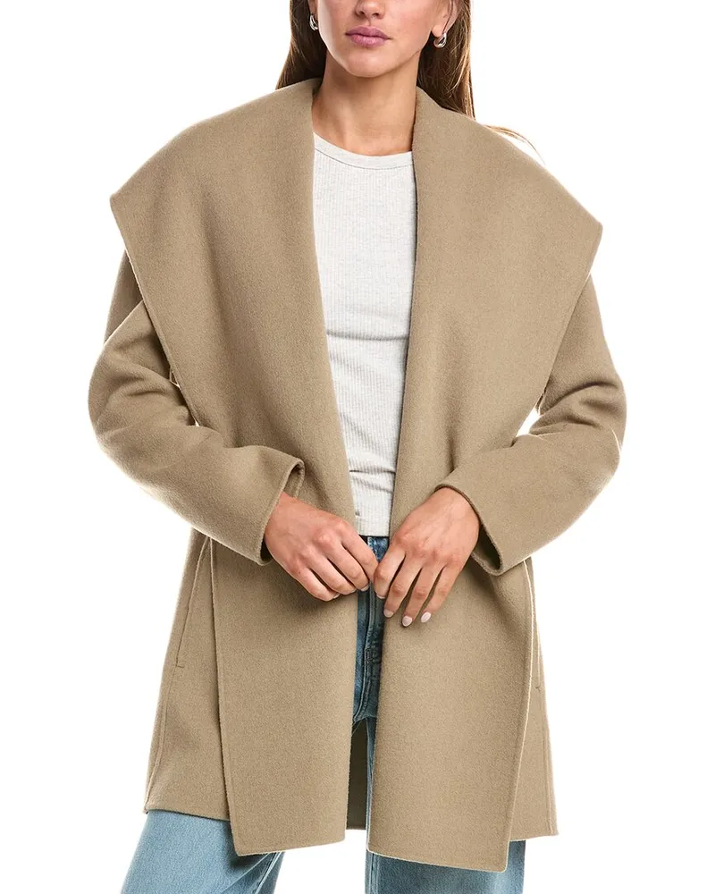 Vince Wool-Blend Hooded Coat Tan