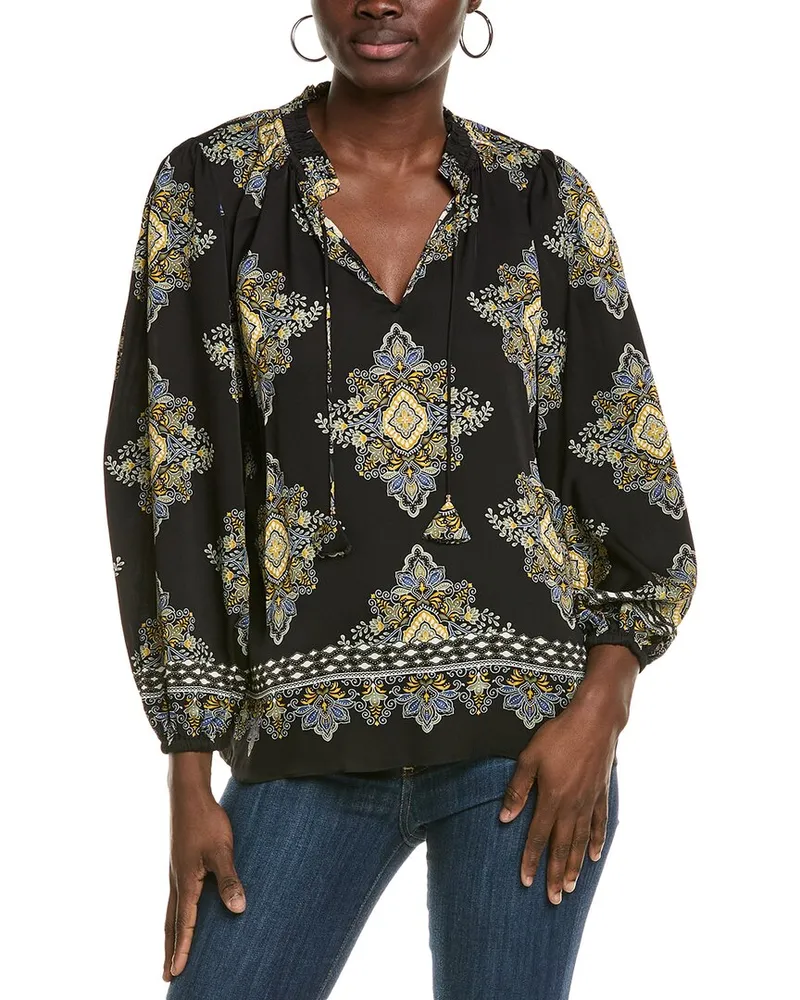 Elie Tahari The Tani Silk-Blend Blouse Black