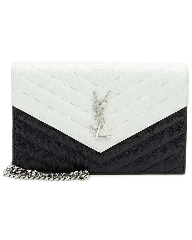 Saint Laurent Black Matelasse Leather Monogram Envelope Chain Wallet  (Authentic Pre-Loved Nocolor