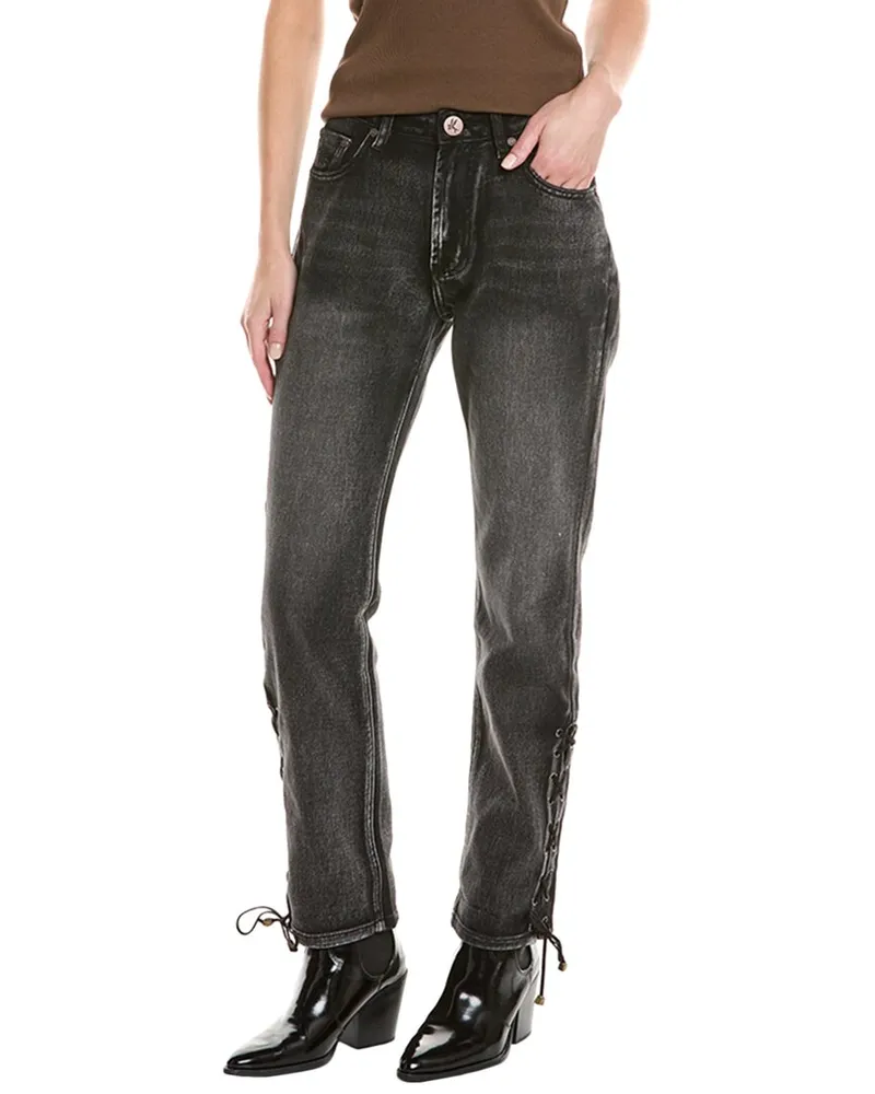 One Teaspoon Awesome Baggies Faded Black High Waist Straight Jean Black