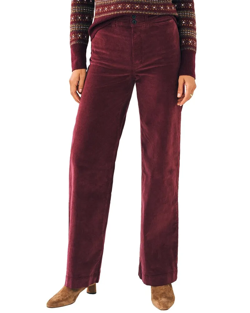 Faherty Stretch Cord Wide Leg Pant Red