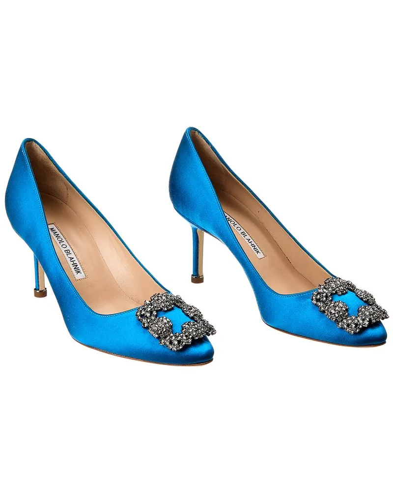 Manolo Blahnik Hangisi 70 Satin Pump (Authentic Pre-Loved Blue