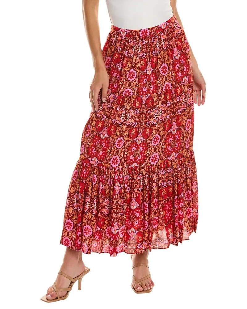 AMUR Murphy Tiered Skirt Red