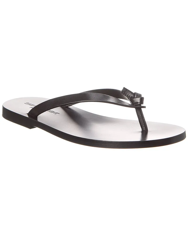 Saint Laurent Laguna Leather Sandal Black
