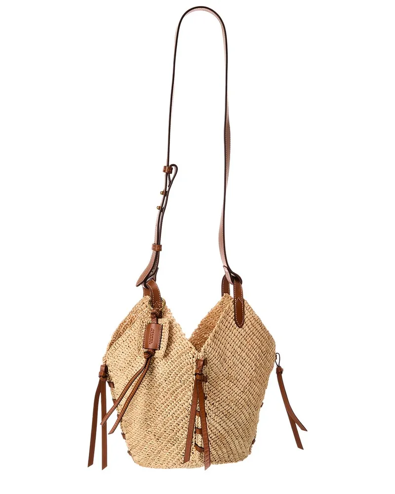 Isabel Marant Tampa Mini Raffia & Leather Hobo Bag Nocolor