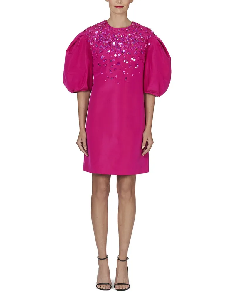 Carolina Herrera New York Dramatic Sleeve Silk Shift Dress Pink