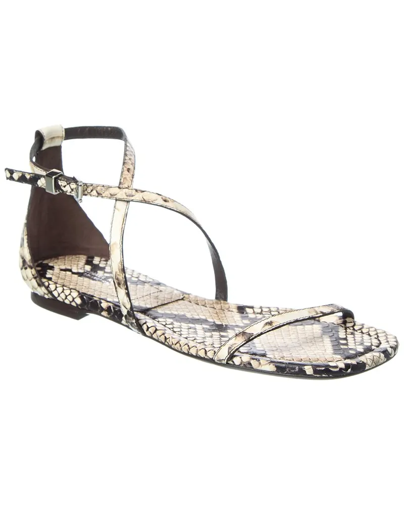 Michael Kors Polly Runway Python-Embossed Leather Sandal Brown
