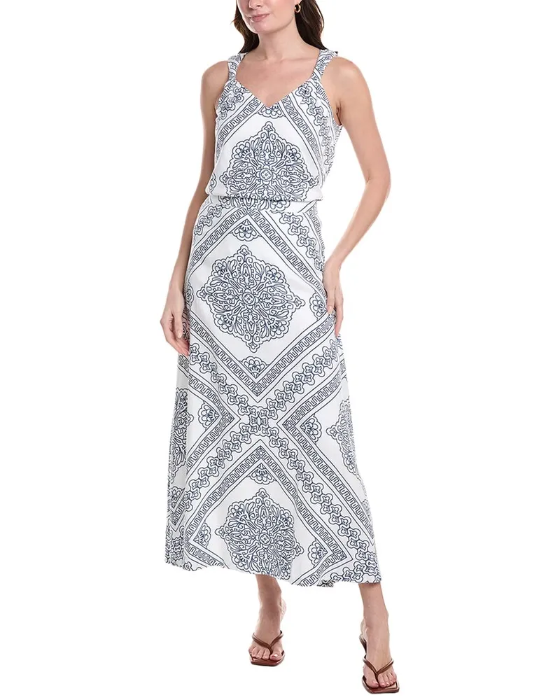 Vince Camuto A-Line Linen-Blend Maxi Skirt White