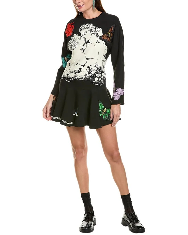 Valentino Garavani Wool & Silk-Blend Shift Dress Black