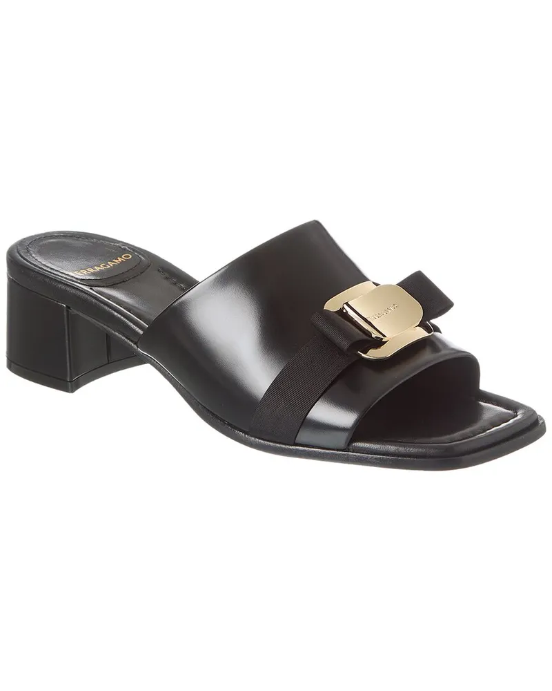 Ferragamo Vilna Leather Sandal Black