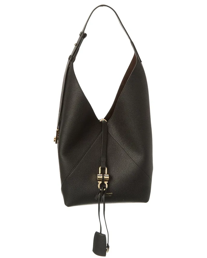 Ferragamo Leather Hobo Bag Black