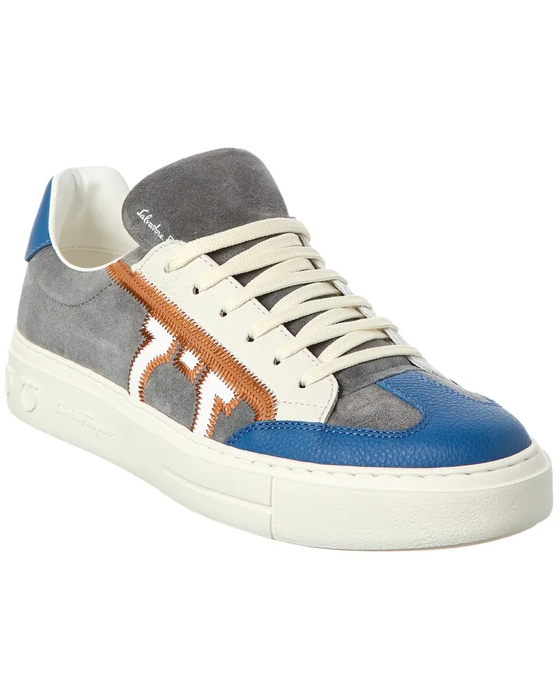 Ferragamo Borg 5 Suede & Leather Sneaker Grey