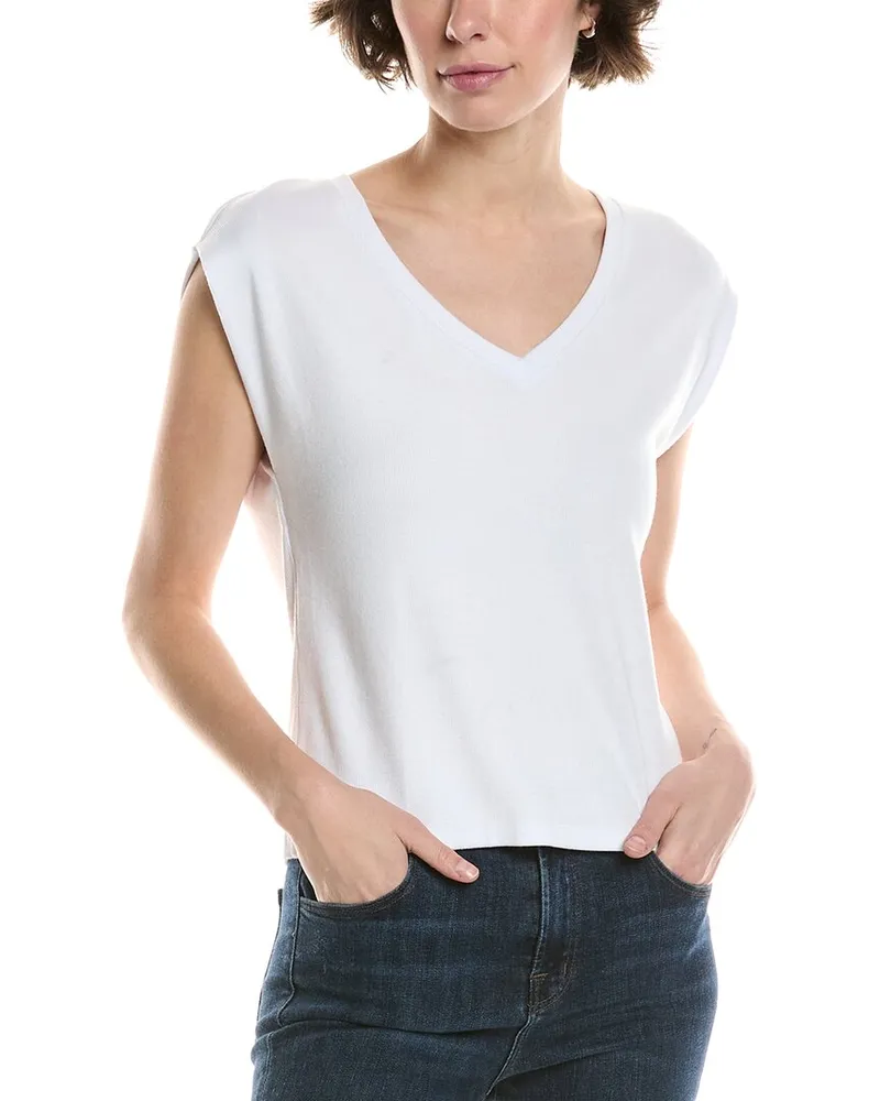 Michael Stars Tati Power Shoulder Top White