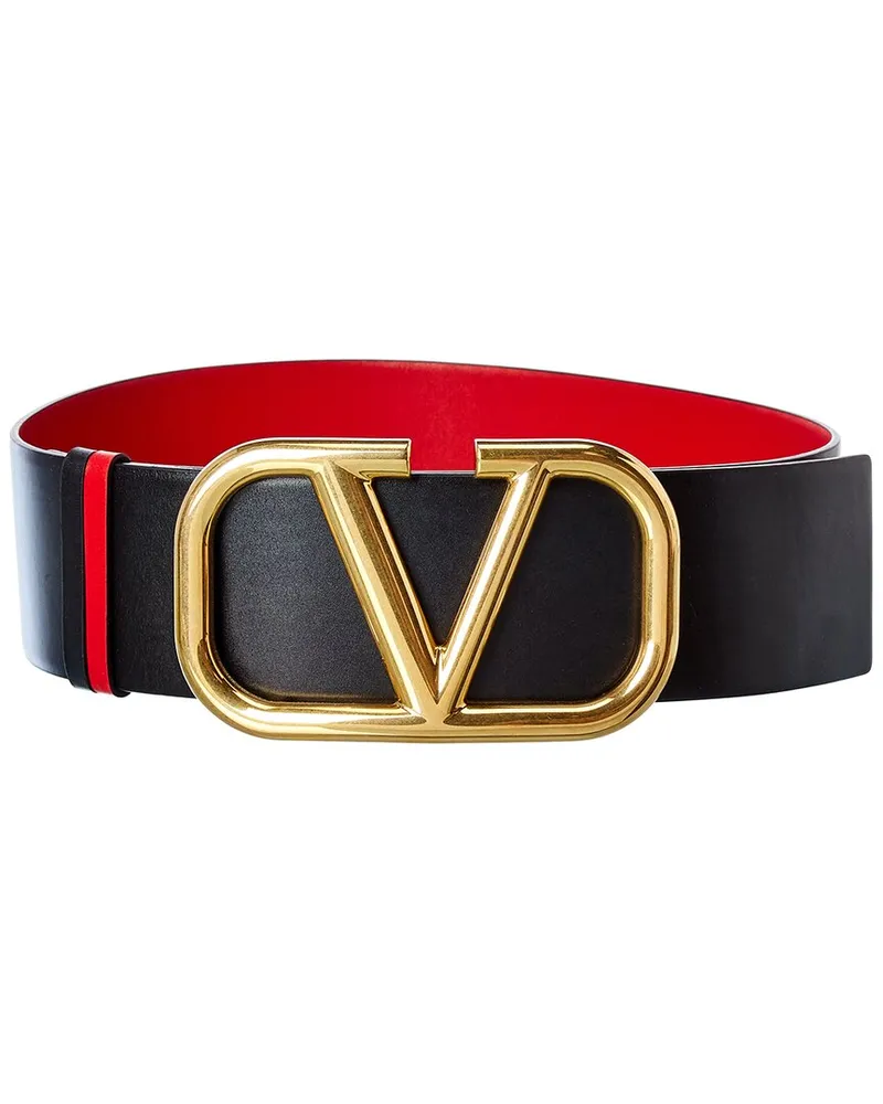 Valentino Garavani VLogo 70mm Reversible & Adjustable Leather Belt Red