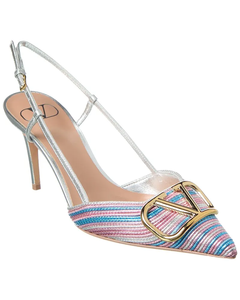 Valentino Garavani VLogo Signature 80 Leather Slingback Pump Silver