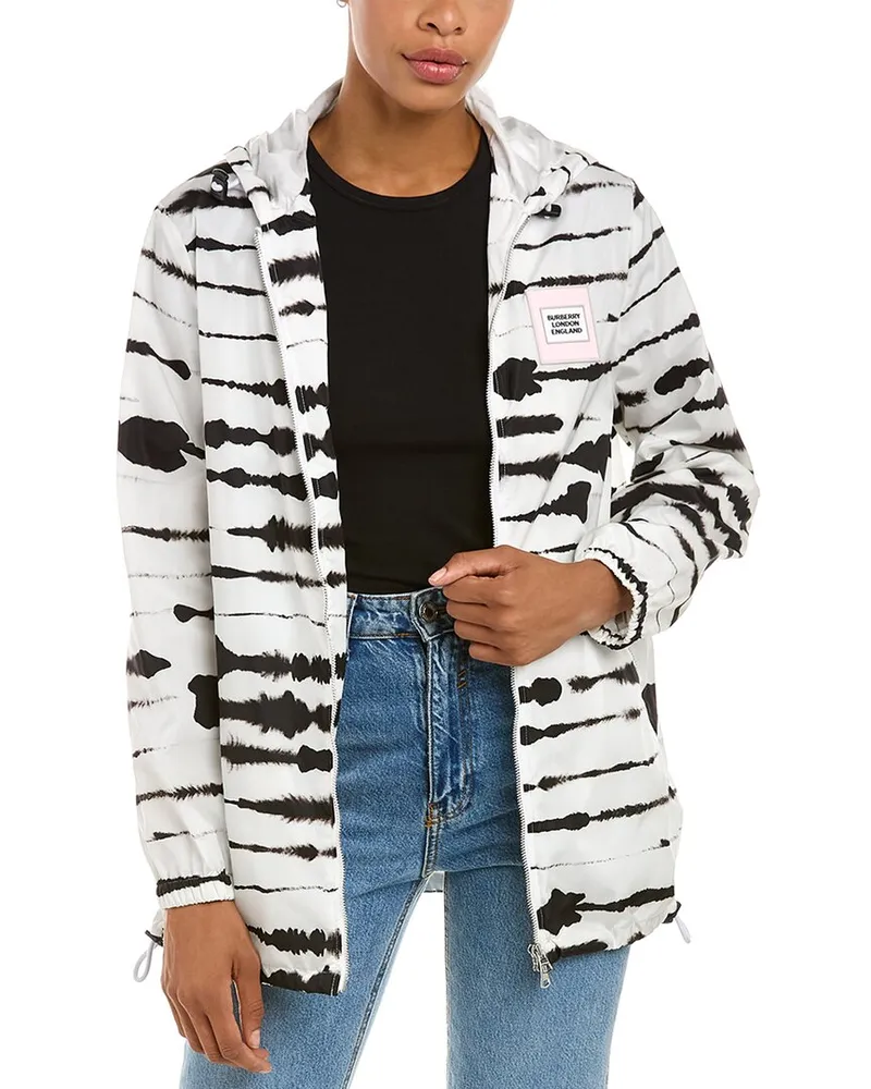 Burberry Watercolour Print Econyl Hooded Parka Black