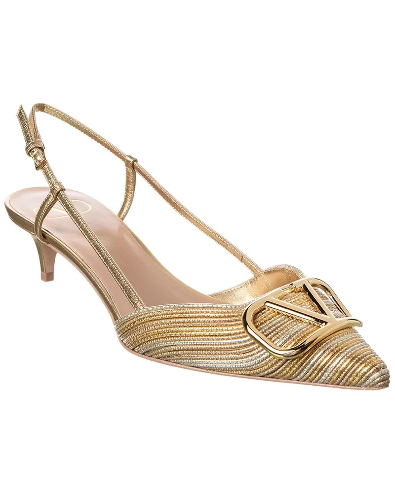 Valentino Garavani VLogo Signature 40 Leather Slingback Pump Gold