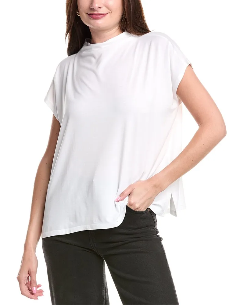 Eileen Fisher Funnel Neck Square Top White