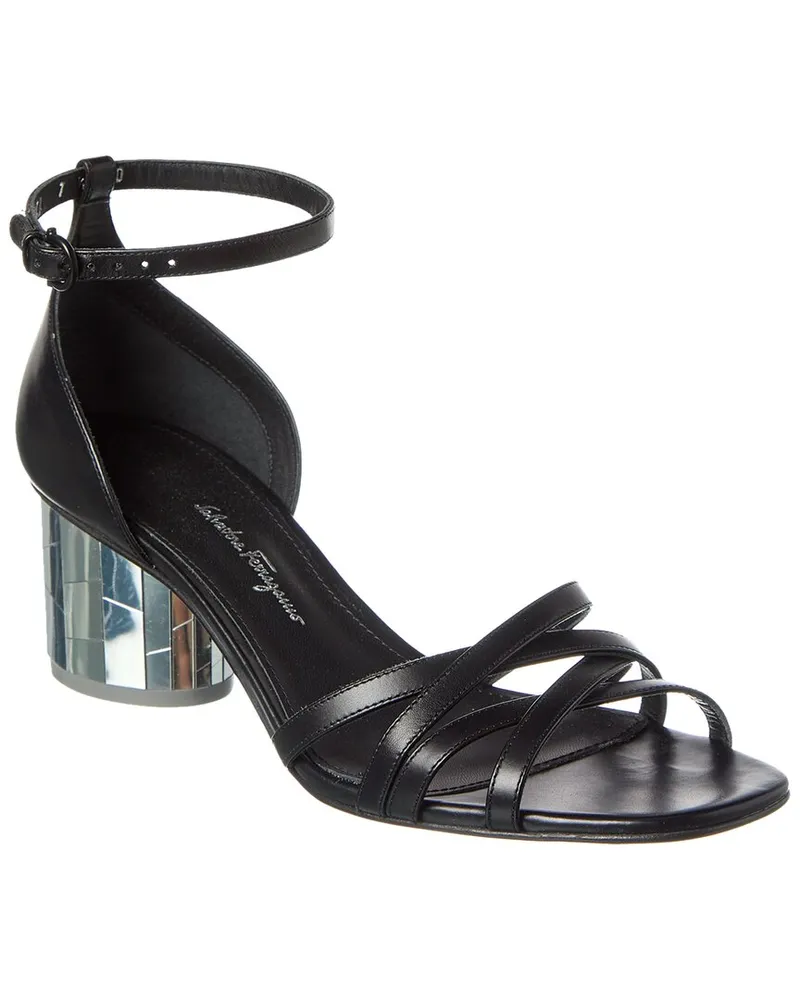 Ferragamo Flor Leather Sandal Black