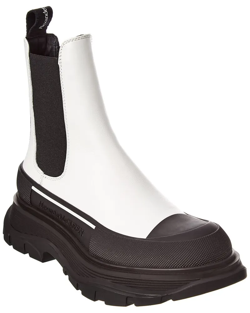 Alexander McQueen Tread Slick Leather Boot White