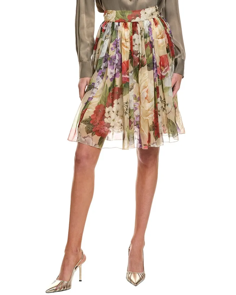 Dolce & Gabbana Silk Skirt Beige