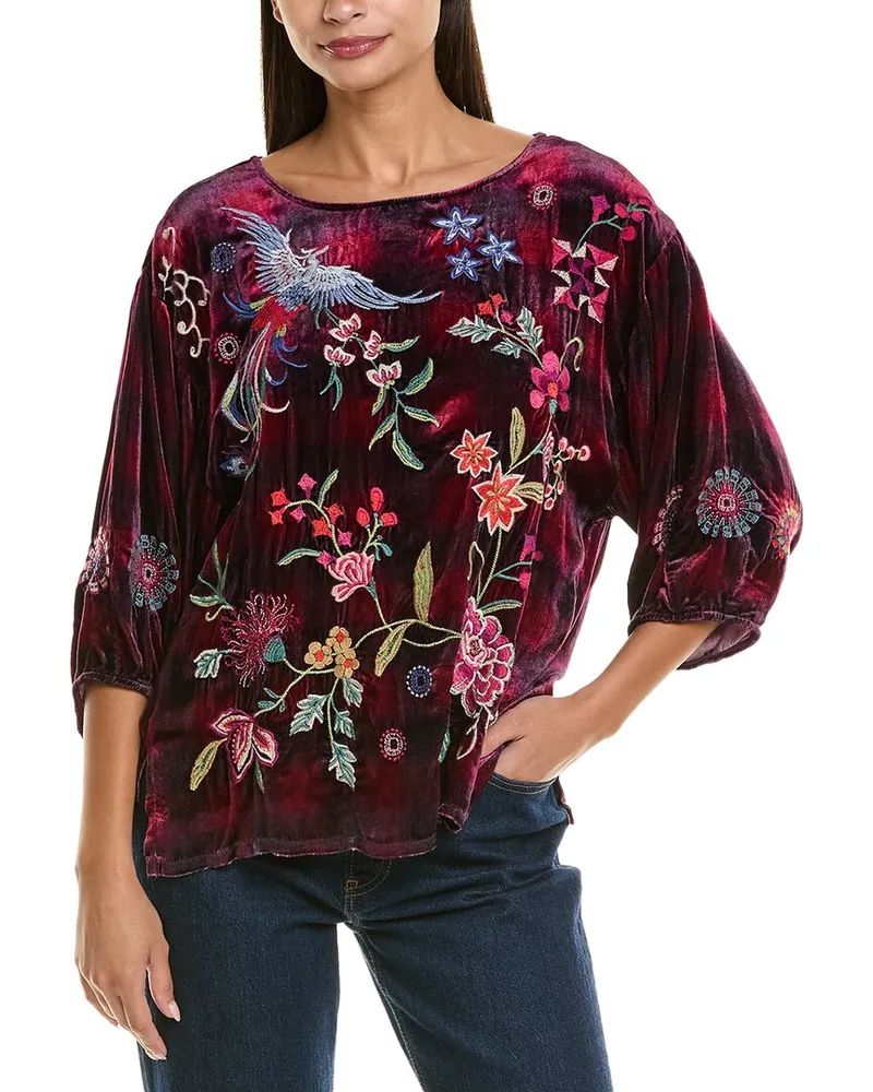 Johnny Was Velvet Blouse Red