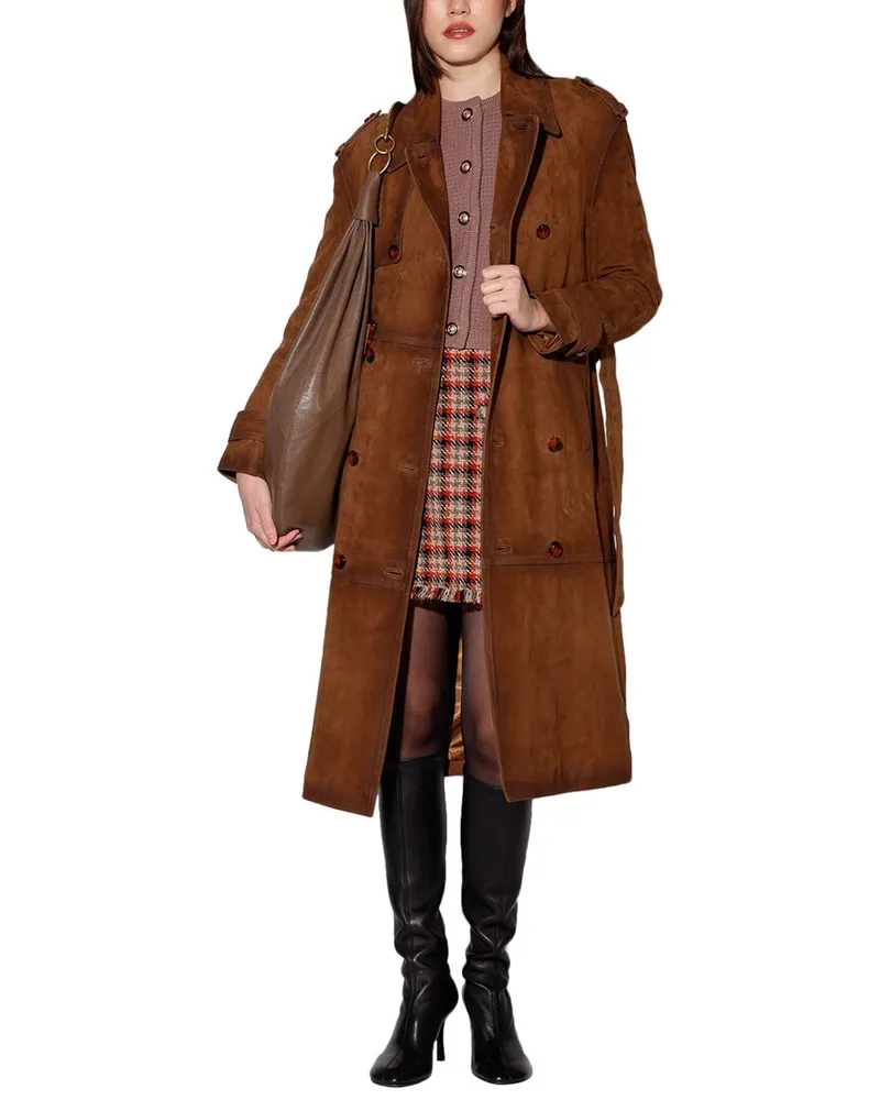 Walter Baker Brown Jerome Leather Trench Coat Brown