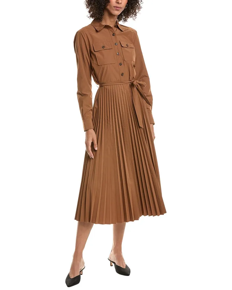 Derek Lam Derek Lam Crosby Kenza Pleated Midi Dress Brown