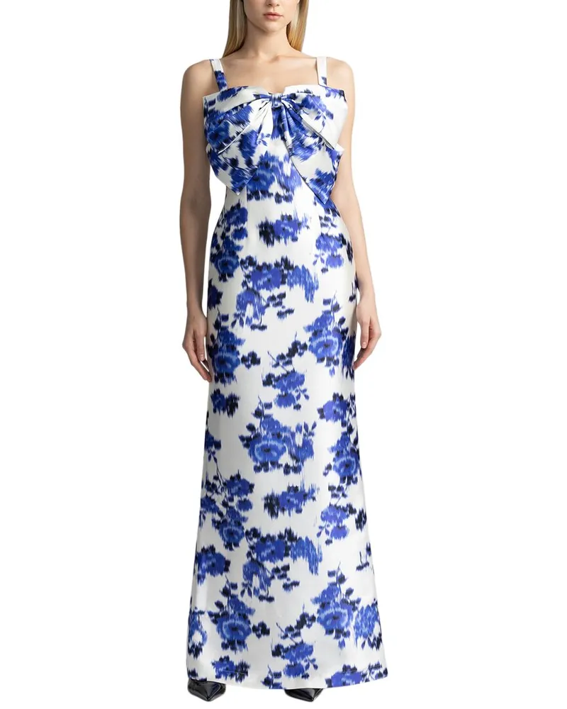 Zac Posen Floral Print Mikado Gown Nocolor