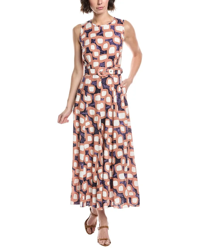 Diane von Furstenberg Elliot Linen-Blend Midi Dress Brown