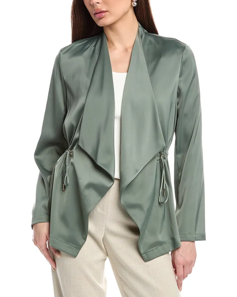 Anne Klein Drape Front Cardigan Green