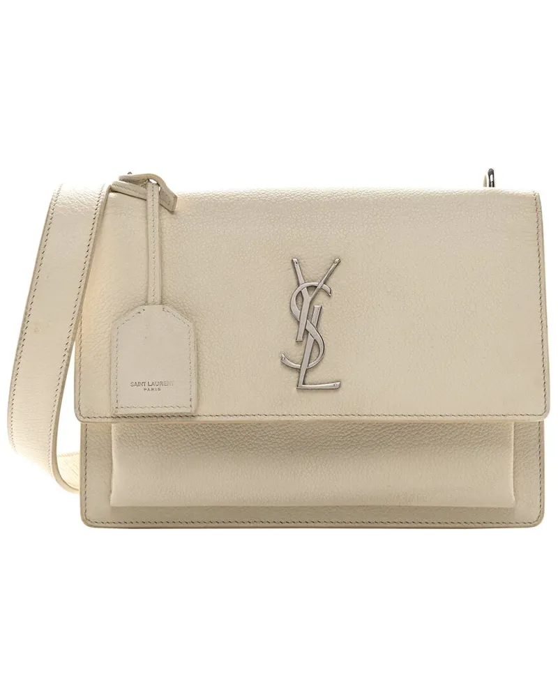 Saint Laurent White Leather Medium Sunset (Authentic Pre-Loved Nocolor