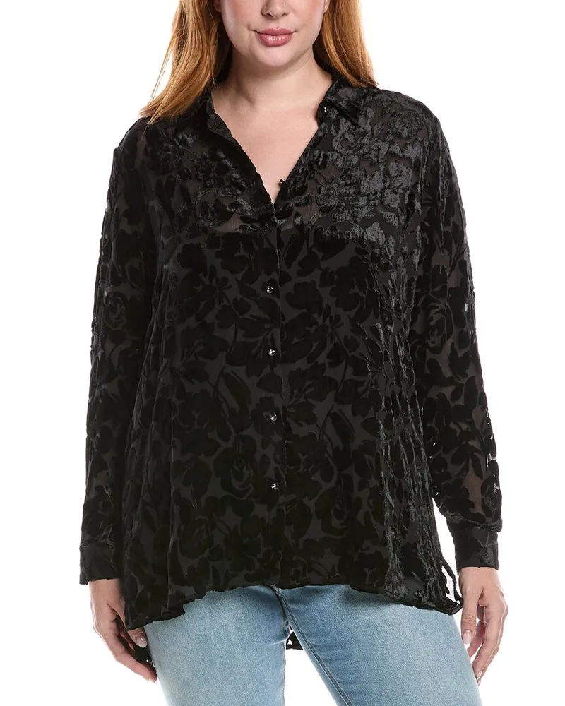 Johnny Was Axelle Button-Down Silk-Blend Shirt Black