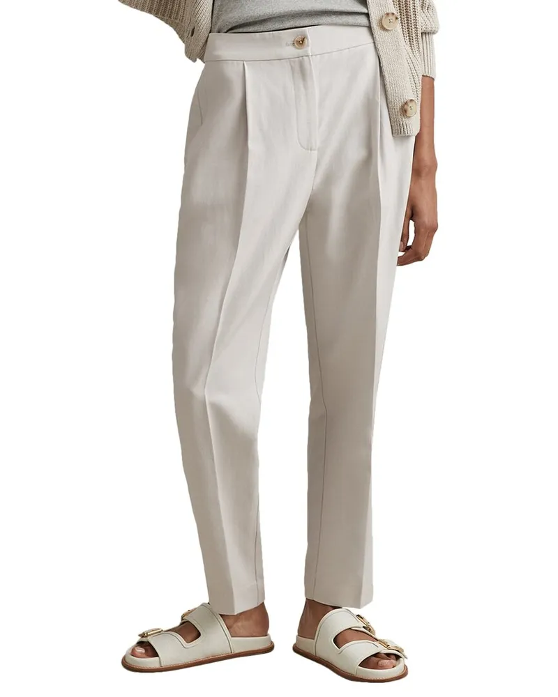 Reiss Farrah Linen-Blend Taper Trouser Grey