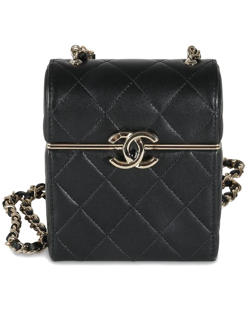 Chanel Black Quilted Leather Box Chain Vanity (Authentic Pre-Loved Nocolor