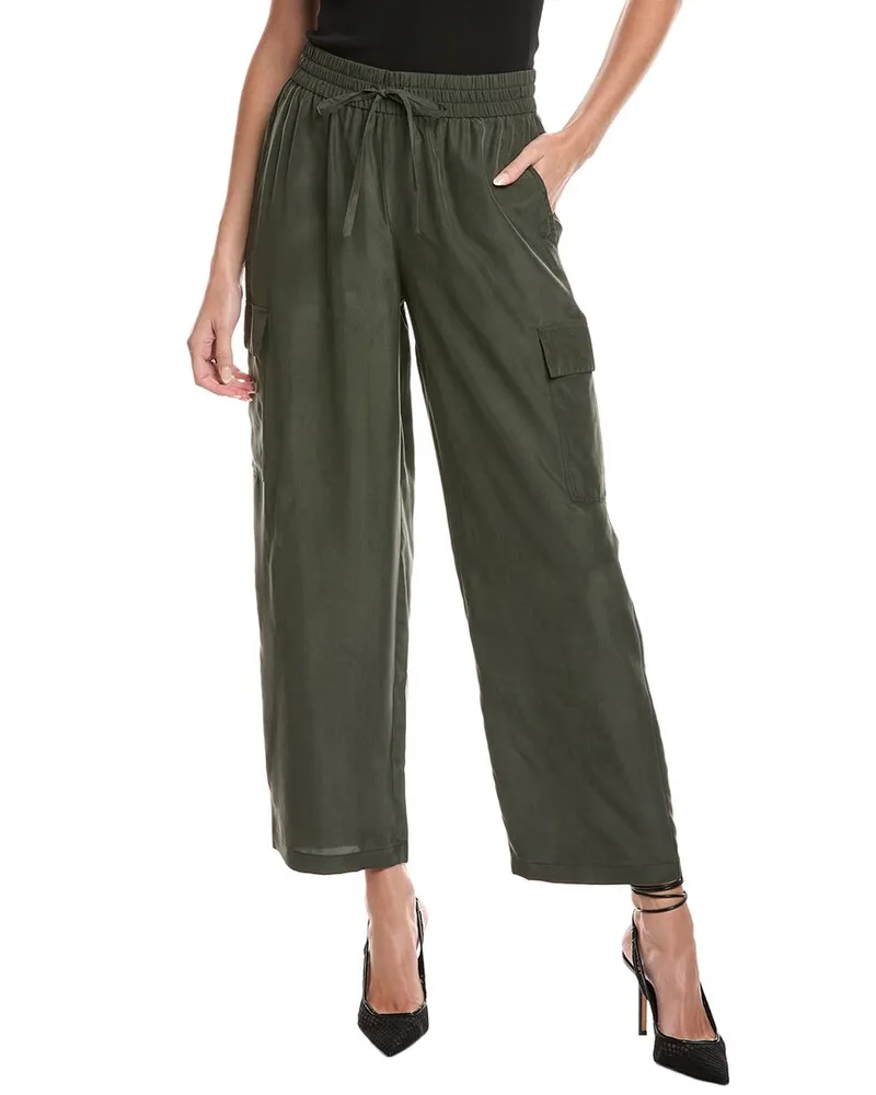 Eileen Fisher Petite Cargo Silk Pant Green