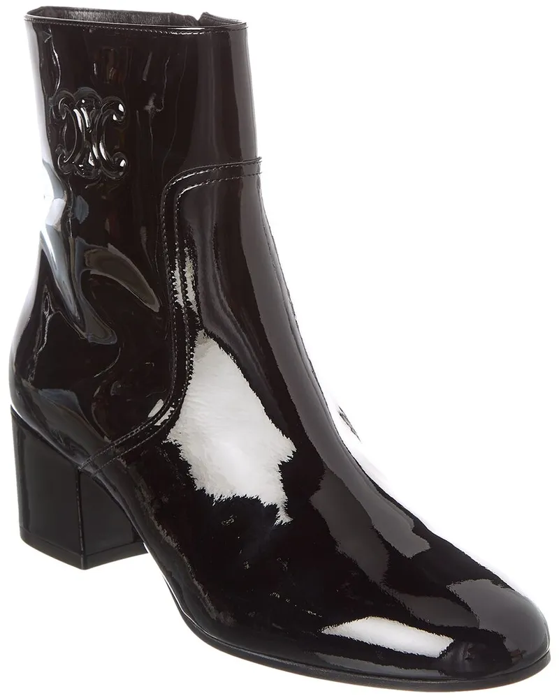 Celine Triomphe Zipped Patent Boot Black