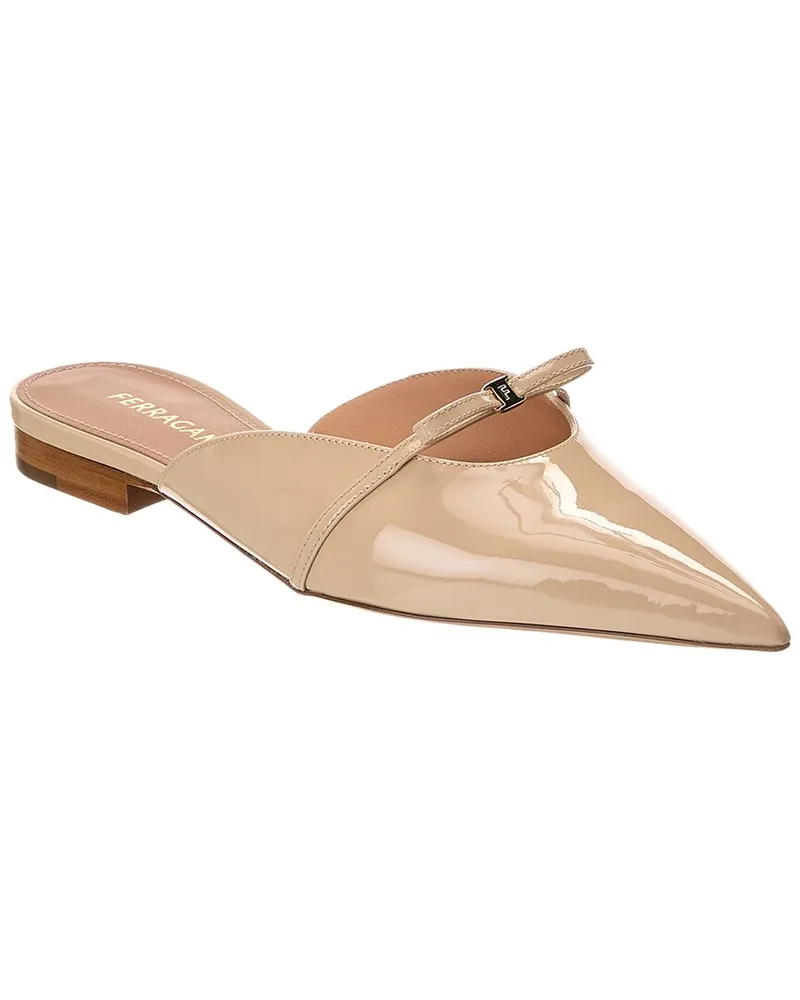 Ferragamo Bow Mini Patent Mule Brown